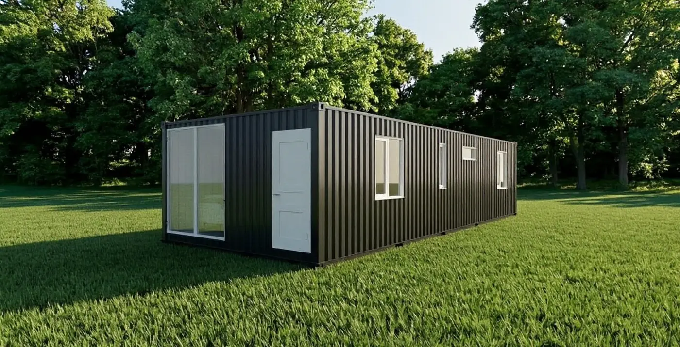 Двойной 40ft + 20ft — планировка «Спальня, гостиная и терраса», визуализация