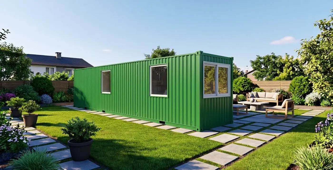 Семейный 40ft — планировка «Спальня и кабинет», визуализация