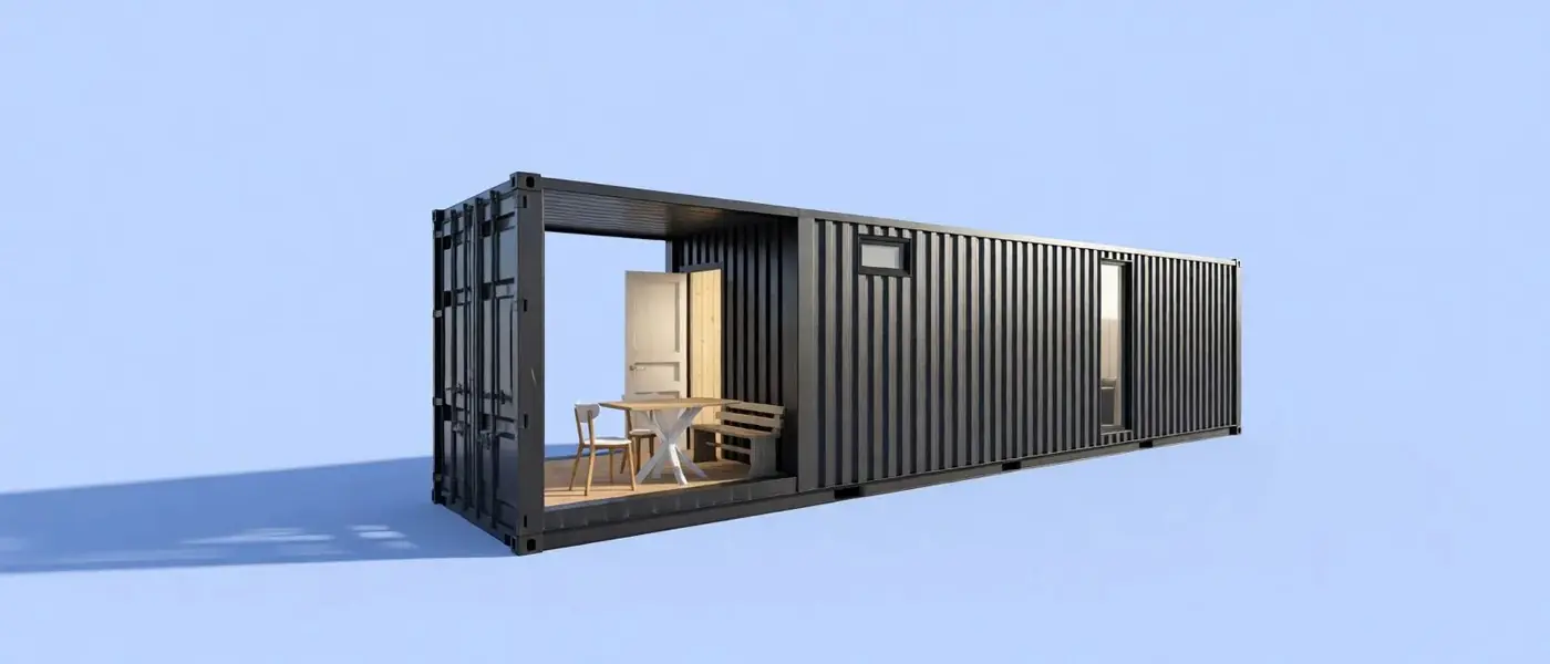 Семейный 40ft — планировка «Спальня с террасой», визуализация