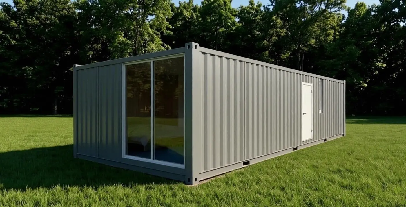Premium 2 × 40ft — планировка «Две спальни и кухня-гостиная», визуализация