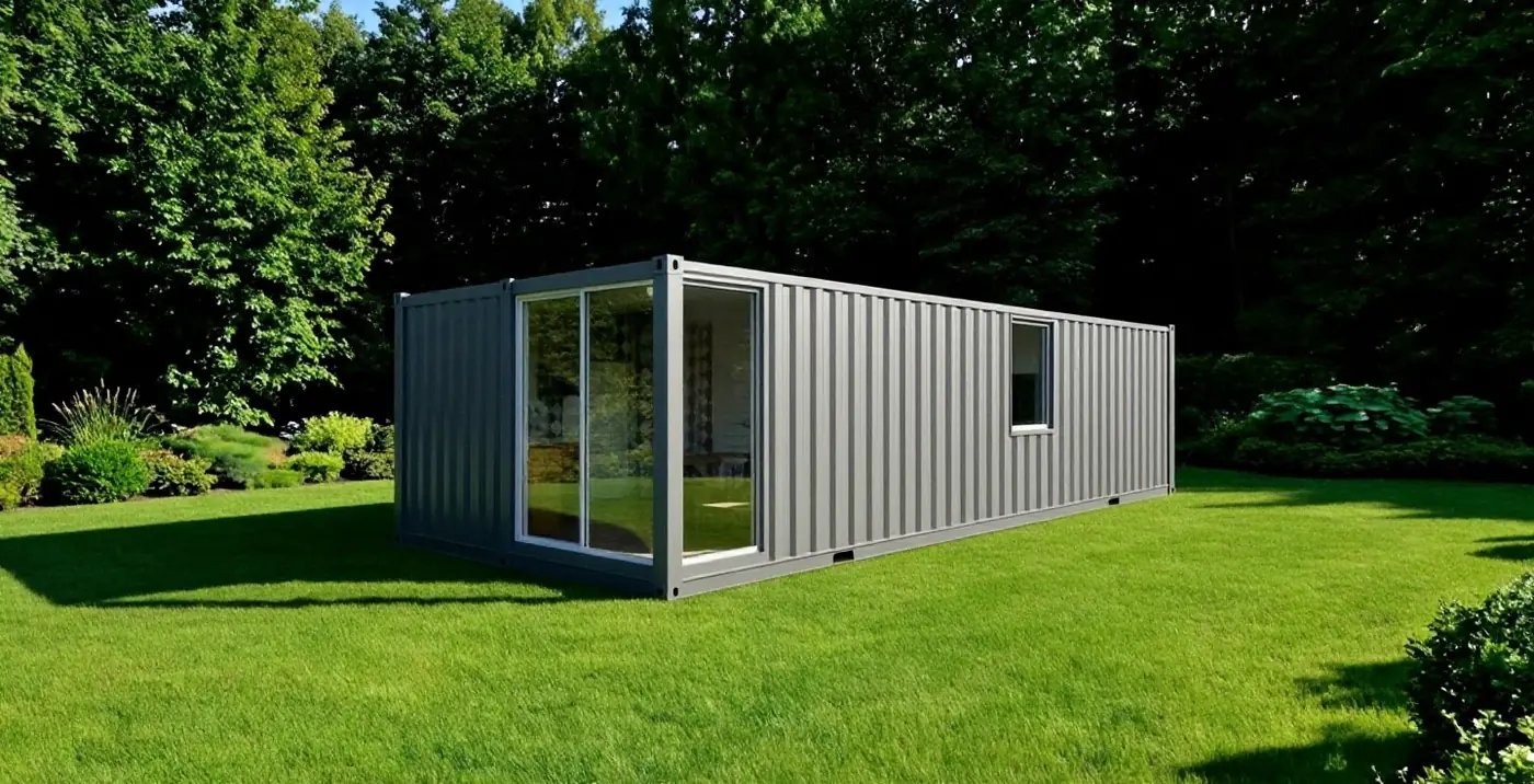 Premium 2 × 40ft — планировка «Две спальни и кухня-гостиная», визуализация