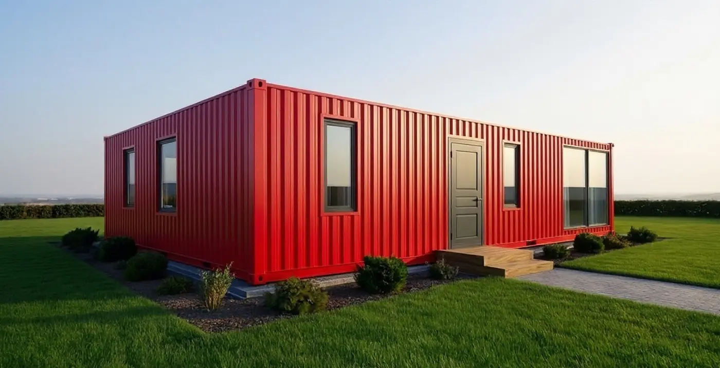 Premium 3 × 40ft — планировка «Три спальни, большая гостиная», визуализация